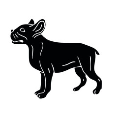 Vector hand drawn doodle sketch black french bulldog isolated on white background