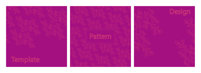 Seamless patterns set. Violet and coral modern design. Bright modern texture.