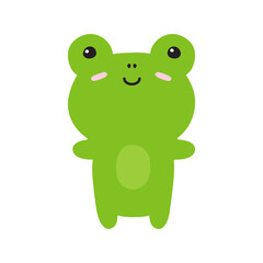 Vector flat cute frog isolated on white background