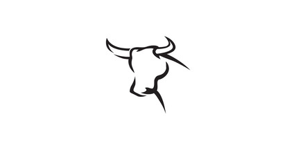 Creation of a buffalo Head eyeless animal drawn face vector logo design icon symbol illustration	