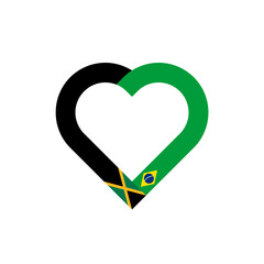 unity concept. heart ribbon icon of jamaica and brazil flags. vector illustration isolated on white background