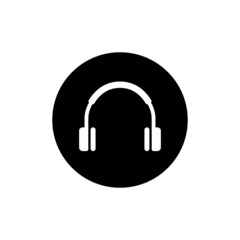 Headphone icon in black round