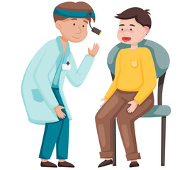 Therapeutic medical treatment and healthcare concept consultation and diagnosis, healing medicine. Health care, medical examination, patient at doctor s appointment. Otolaryngologist s office