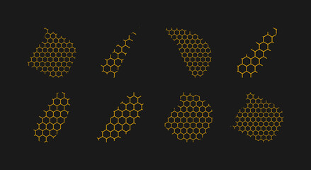 set of honeycomb abstract shape. Hexagonal elements
