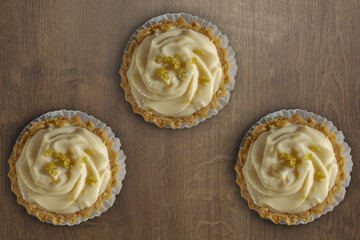 traditional brazilian lemon pie, on wooden background