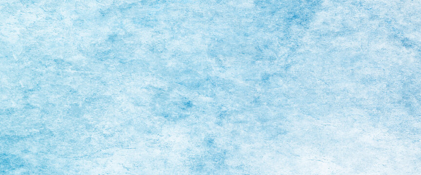 White and blue color frozen ice surface design abstract background. blue and white watercolor paint splash or blotch background with fringe bleed wash and bloom design.