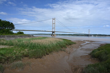 View of Humber Bridge from Barton Haven, Lincolnshire 