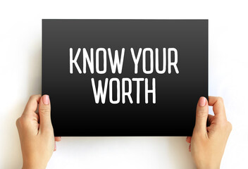 Know Your Worth text on card, concept background