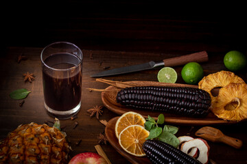 Chicha morada Peruvian traditional refreshing purple corn drink