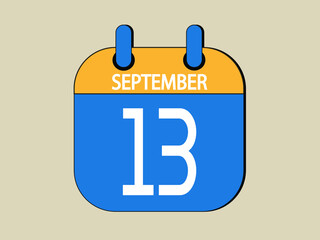 Day 13 september calendar template. Blue calendar for september days.