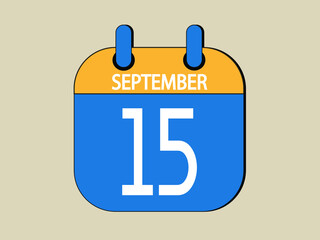 Day 15 september calendar template. Blue calendar for september days.