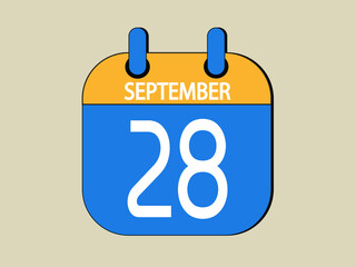 Day 28 september calendar template. Blue calendar for september days.