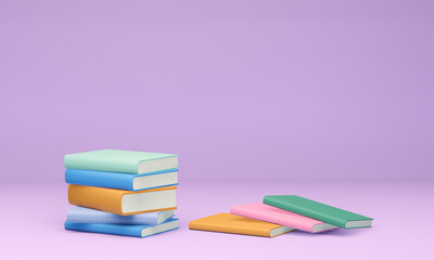 stack of colorful books, 3d render