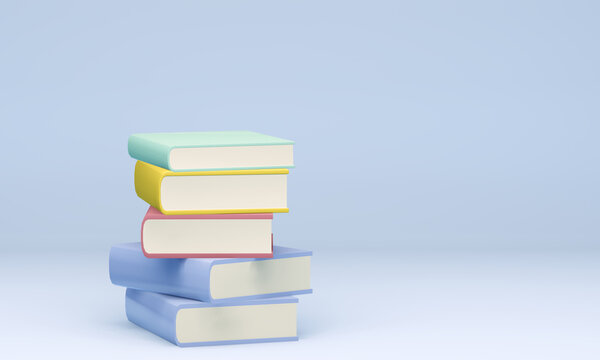 stack of colorful books, 3d render