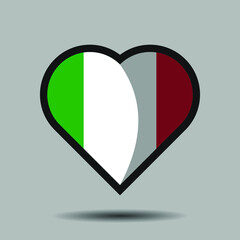 Italy flag. Official national flag element on heart shape vector. Flag of world symbol and icon. Vector eps 10.