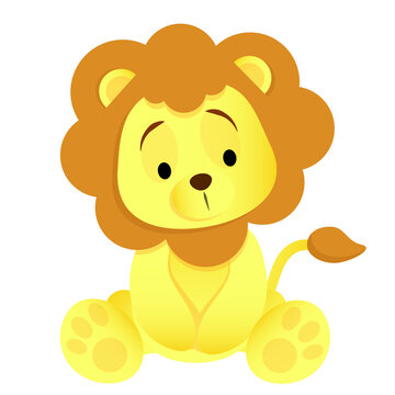 Cute yellow lion with brown mane