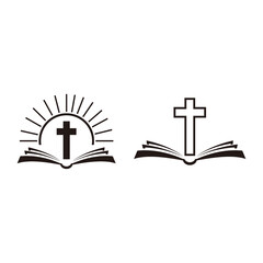 bible logo icon and christian cross