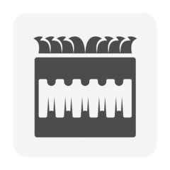 Drain pipe vector icon. Pvc or hdpe pipe to install in soil for french drain, gutter or stormwater drainage system. Underground of lawn, yard, garden for water, rainwater to flow, runoff, infiltration