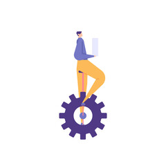 work skills. reliable workers. multitasking. obstacles and challenges at work. an experienced employee or staff is at work. expert and professional. flat cartoon illustration. concept design