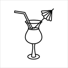 Cocktail icon.Tropical cocktail drink icon. Symbol, logo Vector illustration on white background