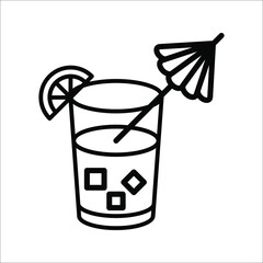 Cocktail icon.Tropical cocktail drink icon. Symbol, logo Vector illustration on white background