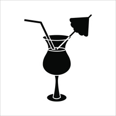 Cocktail icon.Tropical cocktail drink icon. Symbol, logo Vector illustration on white background