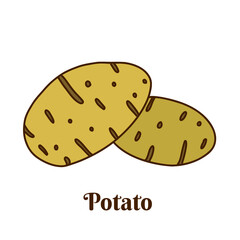 Hand drawn flat cartoon vector illustration of potato isolated on white background