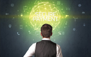 Rear view of a businessman, online security concept