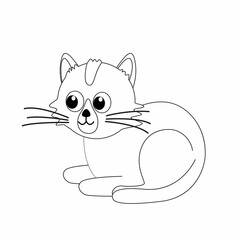 Kitty. Coloring page. Black and white cat, kitten. Vector