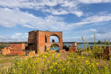 Ruins of Notvik tower in the sunny day, Åland
