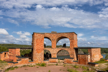 Ruins of Notvik tower in the sunny day, Åland