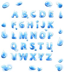 Fresh blue water font illustration