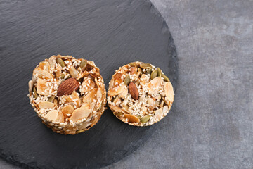Florentine Cookies with mixed nut and dried fruits and seeds. Gluten free.
