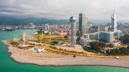 Fototapeta premium Aerial view of Batumi. It is a Black Sea resort and port city in Georgia