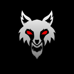 Illustration vector graphic of template logo face wolf roaring red eyes