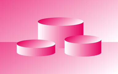 Podium geometric mockup display. Round cylinder pedestal. 3d platform product presentation stand. Abstract vector rendering shape for products display presentation.