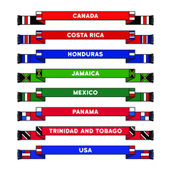 Vector soccer shawls of the states of North and Central America