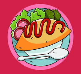 omuraisu_on_a_plate_vector