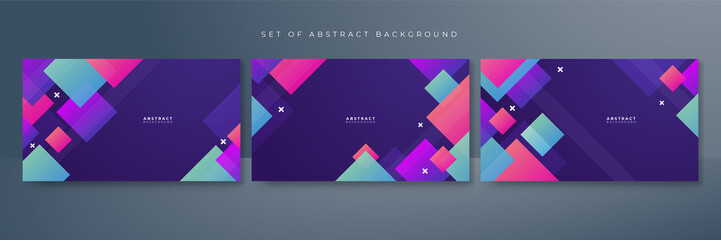 Fototapeta premium Abstract colorful purple pink shapes presentation background. Gradient dynamic lines background. Modern mosaic pattern colorful geometric design background
