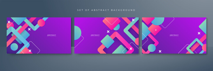 Abstract colorful purple pink shapes presentation background. Gradient dynamic lines background. Modern mosaic pattern colorful geometric design background