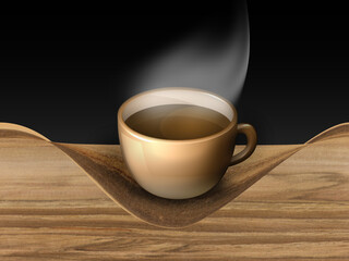 cup of coffee on wooden table