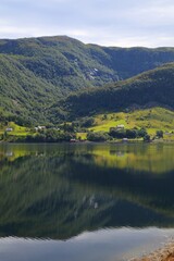 Fototapeta na wymiar Norway village by the fjord