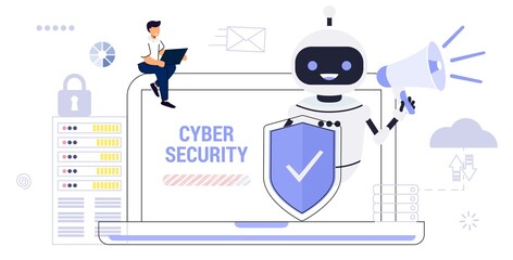 Cybersecurity malware security program Industrial cybersecurity Antivirus software development Malware Cybersecurity risk management metaphors Computer virus and spyware Vector illustrations concept