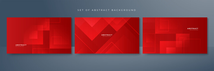 Fototapeta premium Abstract red banner geometric shapes background. Vector abstract graphic design banner pattern presentation background web template.