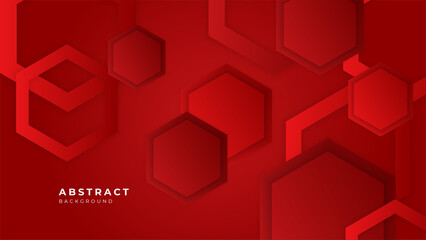 Vector red banner geometric shapes abstract, science, futuristic, energy technology concept. Digital image of light rays, stripes lines with light, speed and motion blur over dark tech background