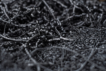 Iron chips from industrial waste of steel products
