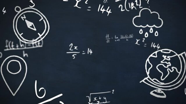 Animation of math formulas on black background