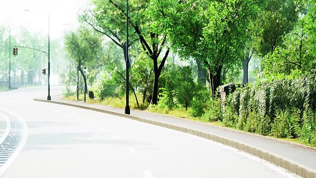 View of empty road with lamp post and sunlight