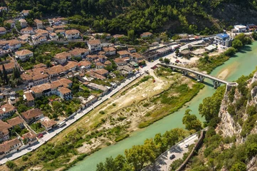 Poster Berat town in Albania from above © Fyle
