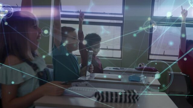 Animation of network of connections over diverse schoolchildren learning in classroom